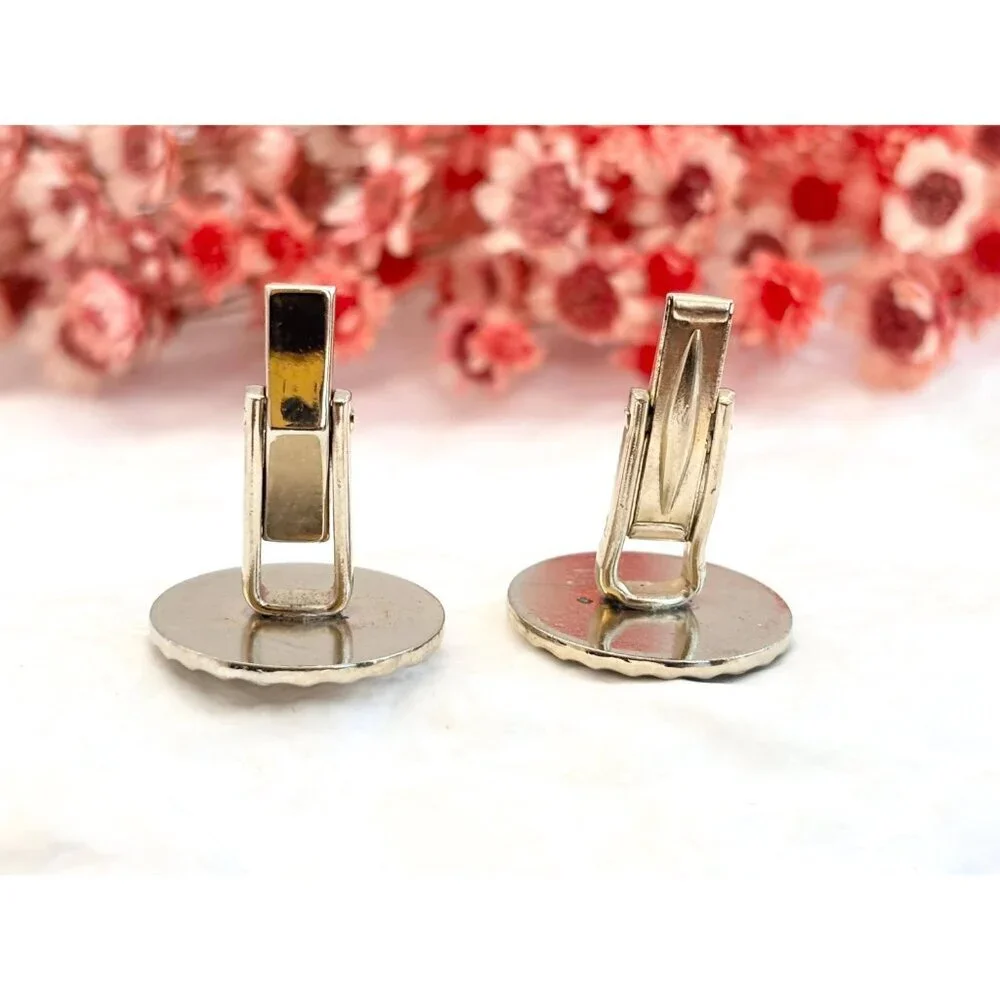 Textured 80's Style Retro Gold Toned Round Vintage Cuff Links